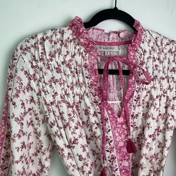 D'Ascoli Maxi Dress Serenity Kaftan Style Fuschia Floral Sz Sm Bohemian - Picture 7 of 11